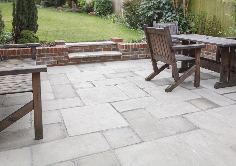 Outdoor living space with pavers